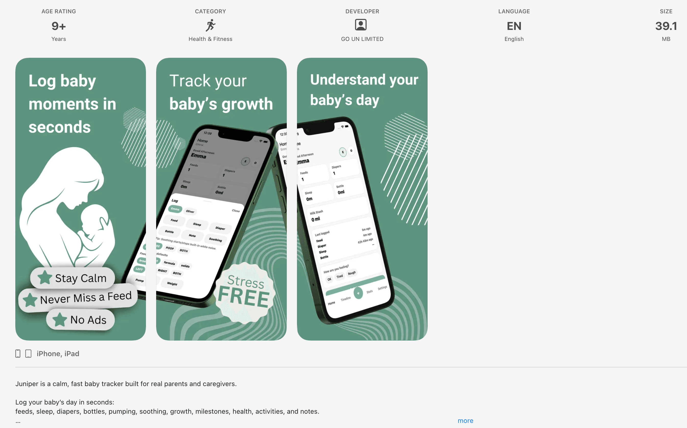 Juniper Baby Tracker mobile app development case study